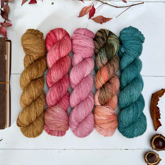 cade | singles – five skein fade – vibrant autumn