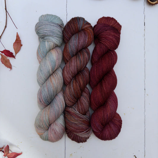 three skein fade – pightle | fingering/4ply – yarn pack – autumn walks